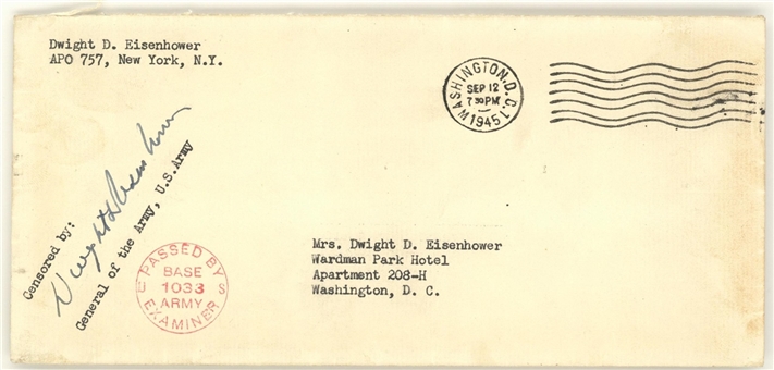 1945 Dwight Eisenhower Signed Envelope To His Wife (University Archives LOA)